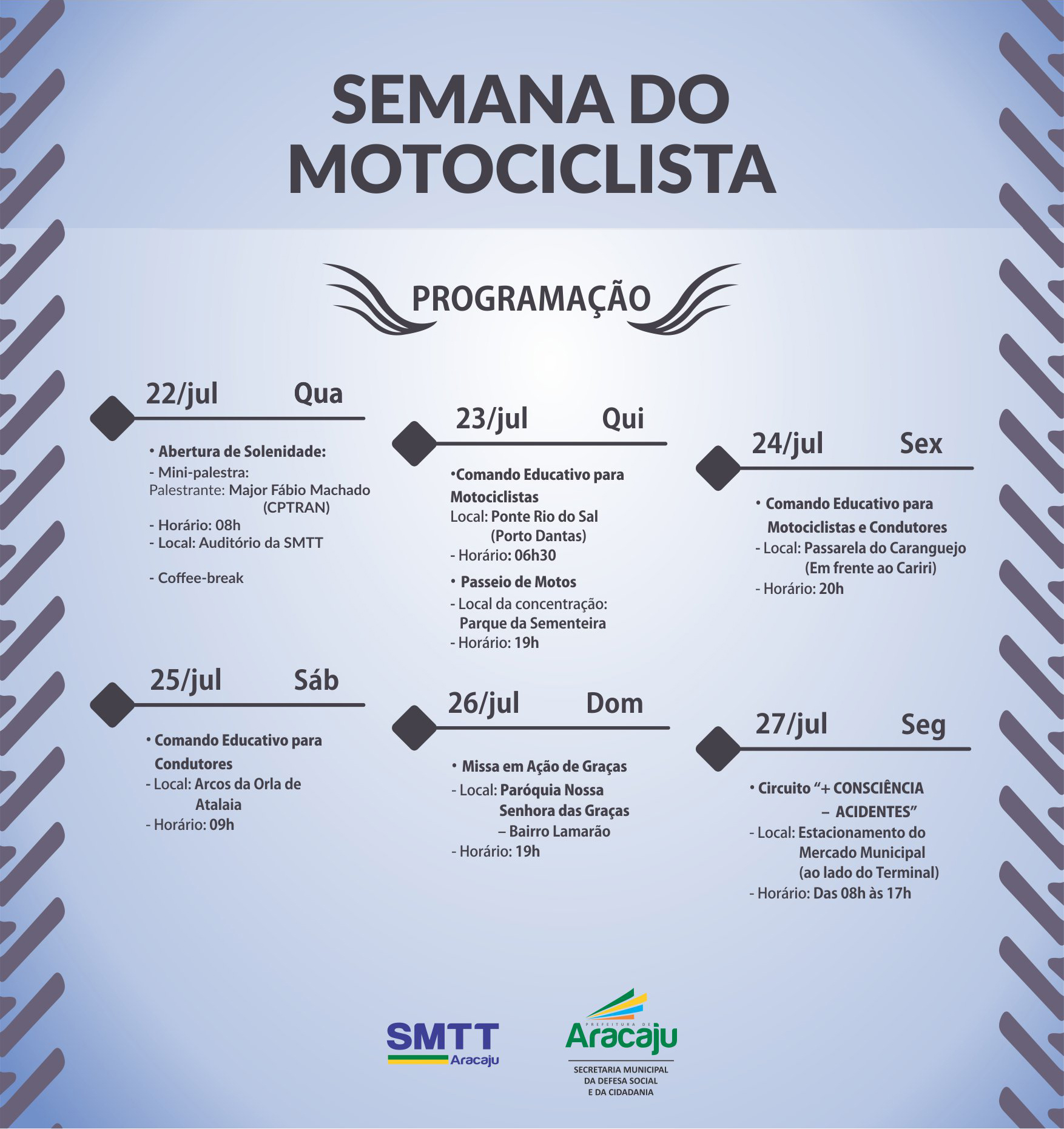 Convite: Semana do Motociclista acontece em Aracaju - SMTT Aracaju